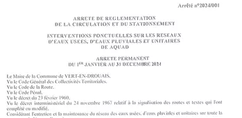 Arrêté de réglementation de la circulation et du stationnement - AQUAD - du 01/01 au 31/12/2024